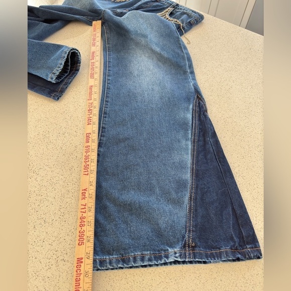 Blue B. Rhinestone Jeans Womens Large Bling Rodeo Western Equestrian Wide Leg - Picture 10 of 15